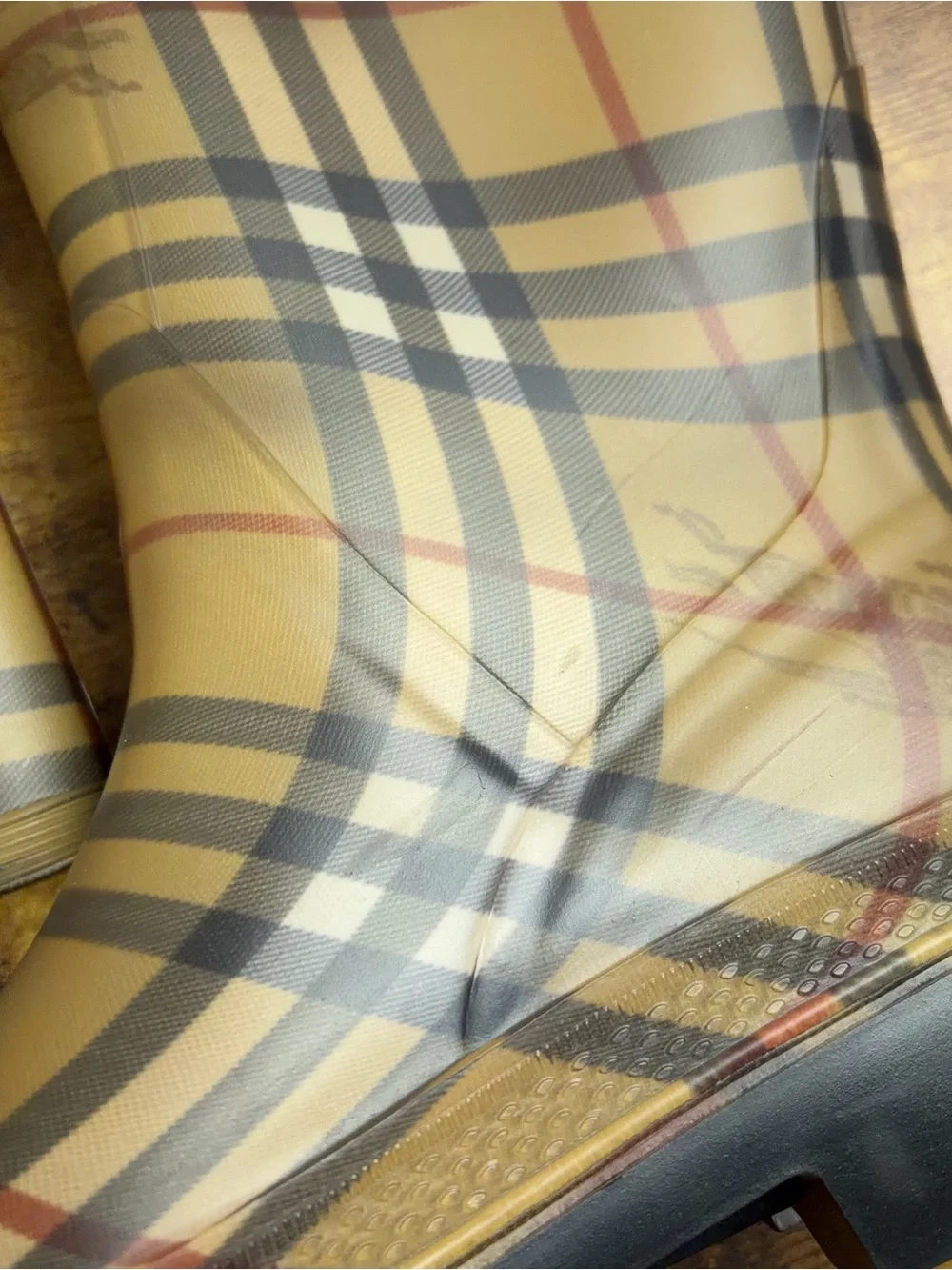 Burberry Rain Boots Tall Classic Check Womens Size 6.5 Made in Italy